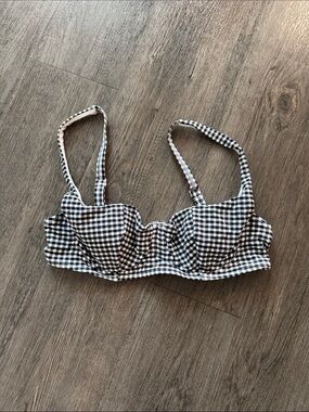 Good American Black & White Gingham Bikini Top